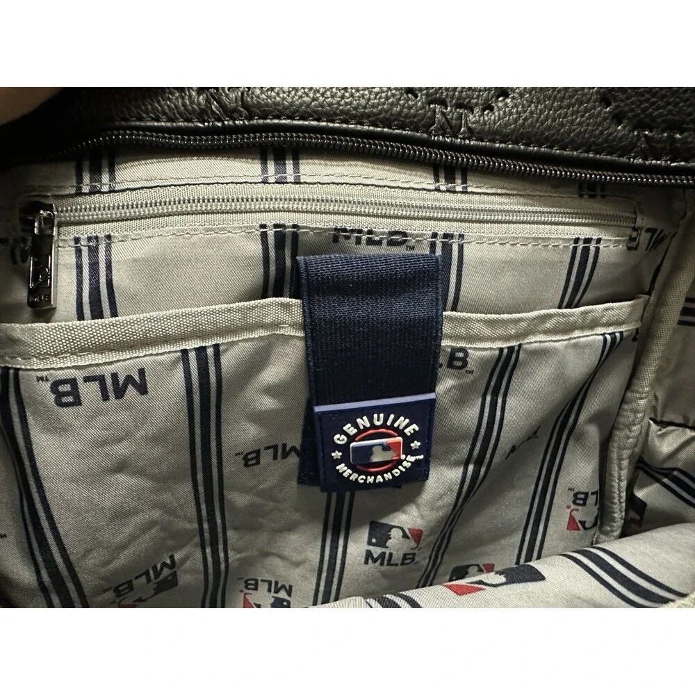 NEW Montana West New York Mets Stamped Logo Black PU Leather Mini Backpack MLB